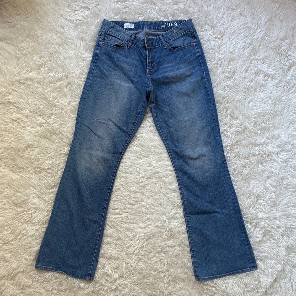 Retro 60s Gap 1969 Perfect Bootcut Jeans Womens 29r Medium Wash Blue Denim
